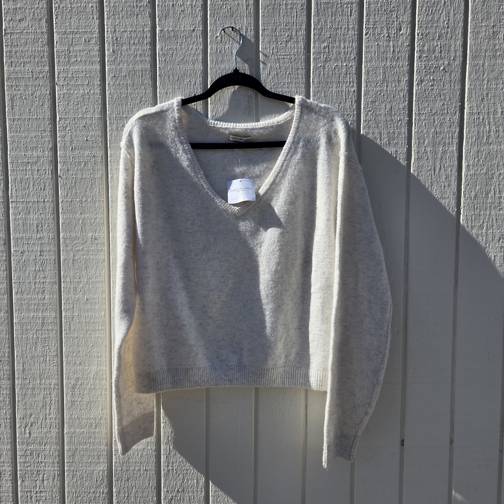American Eagle Outfitters Soft Cream Knit V Neck Sweater
